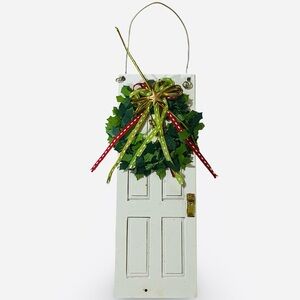 Vintage Holiday Door with Wreath Christmas Ornament
